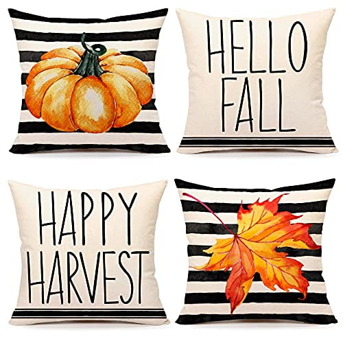 Thanksgiving Gift Fall Maple Leaf Pumpkin Celebrate Harvest Pillowcase 18x18Inch